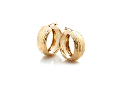 14kt Textured Hoop Earring with Gold Plating